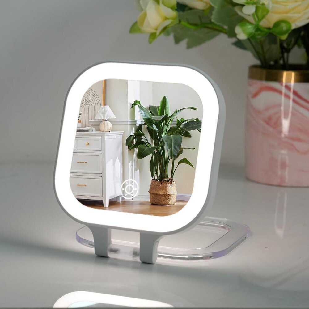 4inch 1x 10x Magnifying Travel , Rechargeable Lighted Compact Mirror with Light,